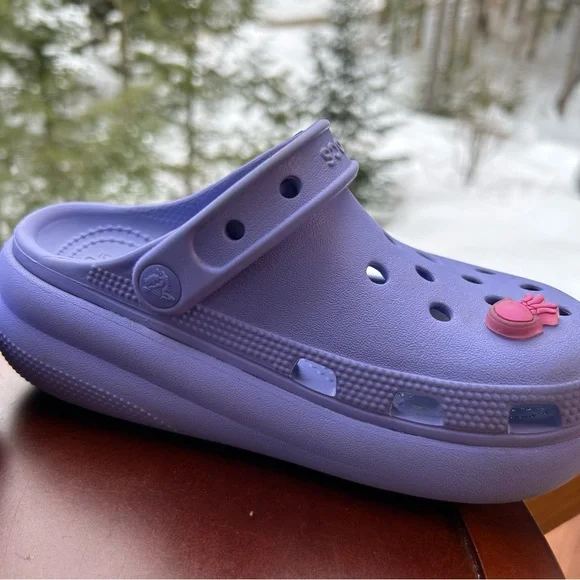 Crocs Kids Platform Clogs Lavender Purple | Size J1 | Jellyfish Charm - Picture 8 of 10
